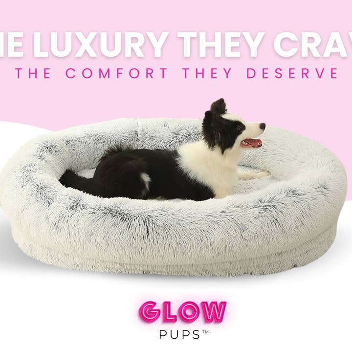 Glow Pups – wholesale Pet bed – Dog – Calming Faux Fur Dog Bed with Memory Foam Bolster21