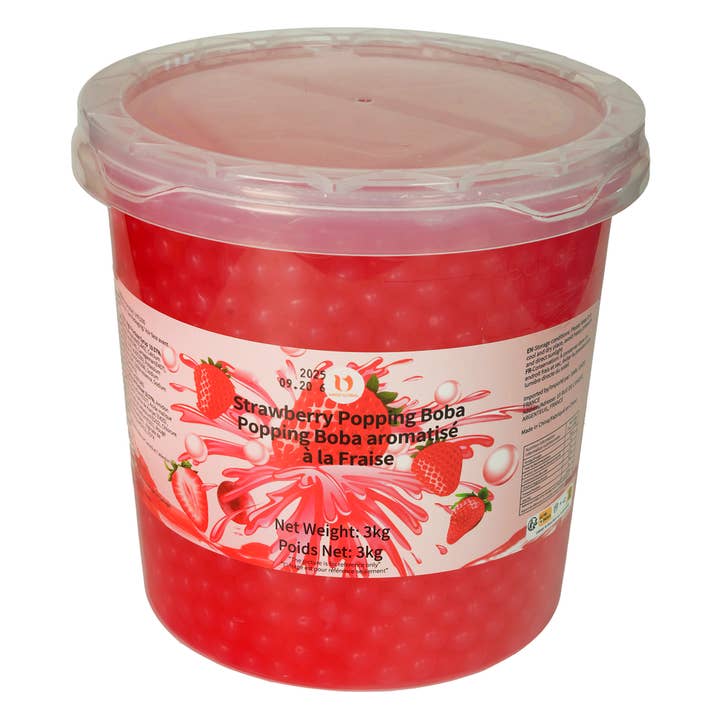 Popping Boba Jordbær 3kg (50 doser) Bubble Tea for engroshandel hos UHOO FRANCE