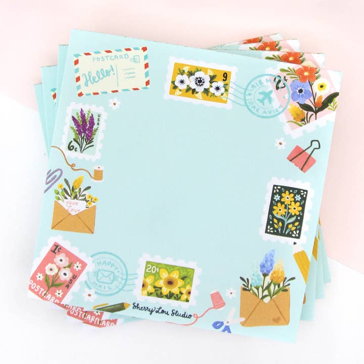 Bloc-notes illustrés avec tampons de voyage floraux pour la vente par Sherry Lou Studio