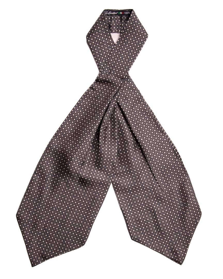 Graffeo Cravatte – Engroshandel Slips - Herre – Ascot Silketryk Grå Mønster Blå Lys Grå AS100