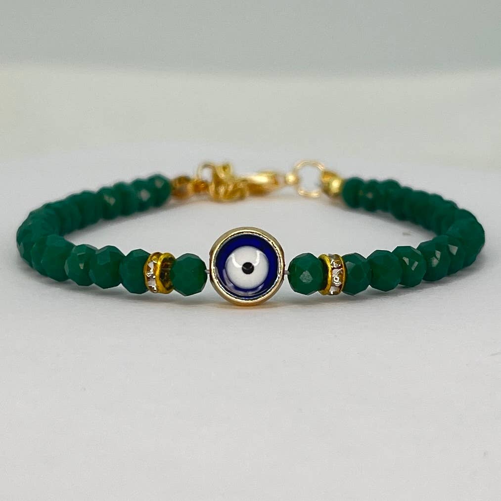 Loli - Wholesale Link & Chain Bracelet - Crystal Beaded Evil Eye Bracelet - 12 Color Options 2
