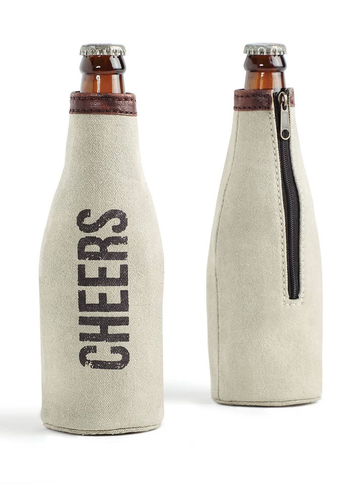 Cheers Up-Cycled Canvas Drink Hugger Bottle Cover M-4583 for wholesale by Mona B.
