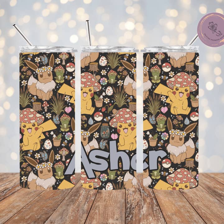 Pokémon Cottagecore Custom Kid Tumbler for wholesale by Drifting Dogwood Designs