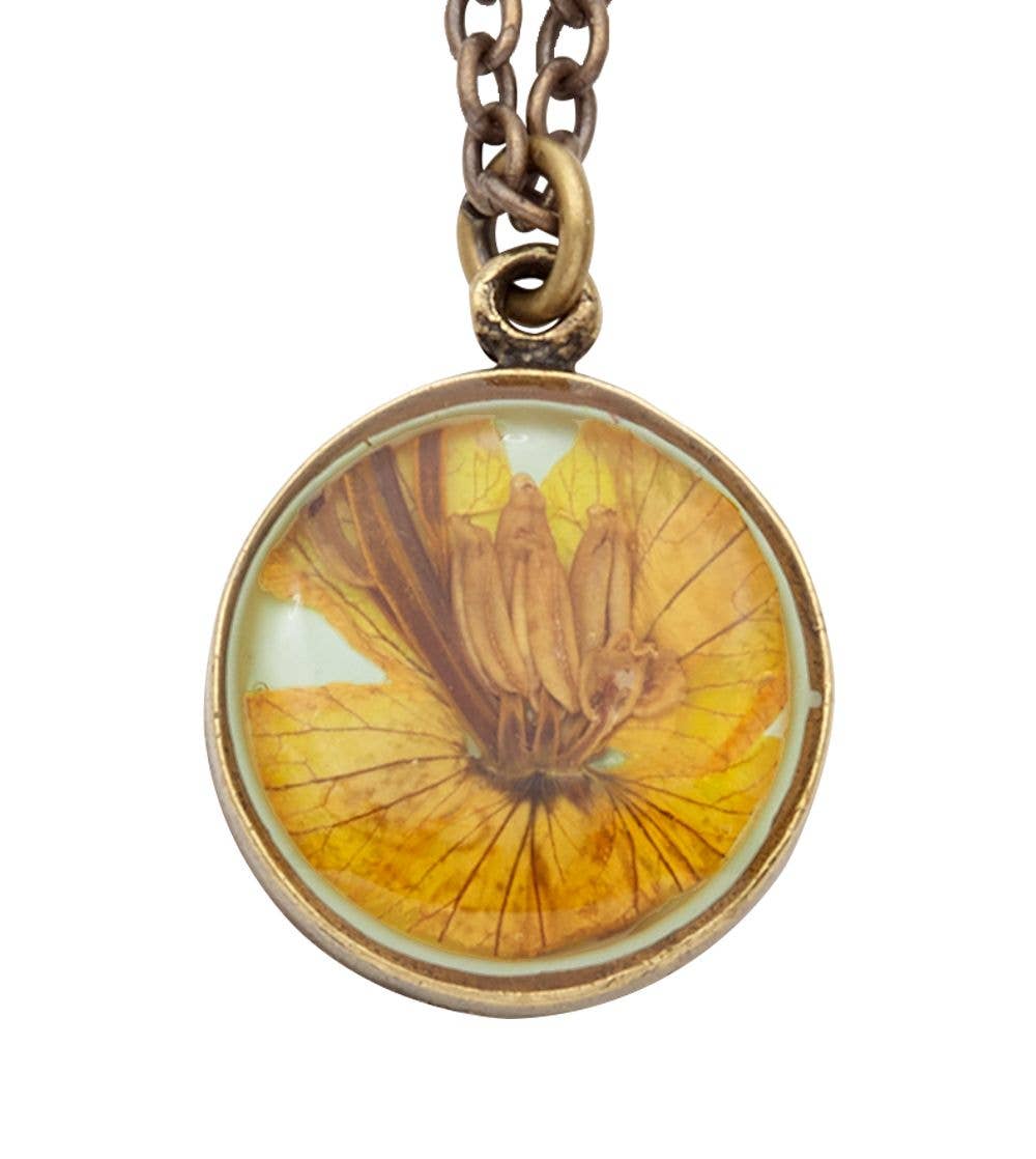 Shari Dixon - Wholesale Pendant/Charm Necklace - Wild Butterfly Pansy on Aqua Small Round Necklace0