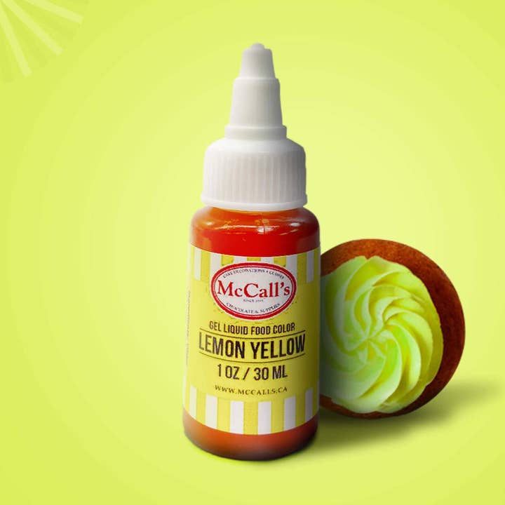 GEL COR ALIMENTAR LÍQUIDO AMARELO LIMÃO 30ml, 1oz por atacado de McCall's