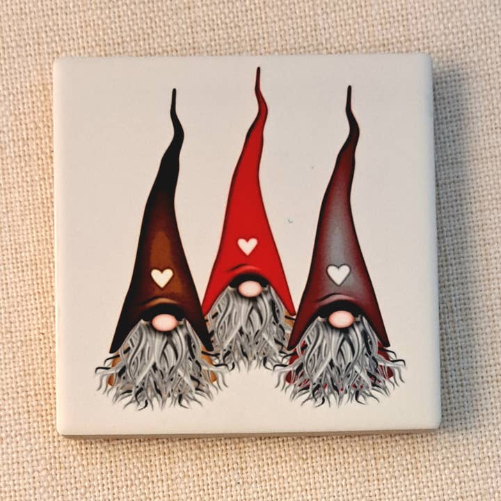 Coaster Gnome Heart on Hat for wholesale by Hello Lucy