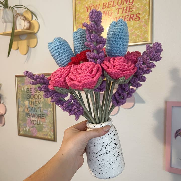 Brenna M & Co - Wholesale Artificial Flowers - Crochet Dark Lavender Flower3