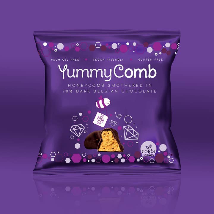 Yummycomb - Wholesale Chocolate Covered Sweets - 12 x 70% Dark Belgian Chocolate Honeycomb pocket packs (40g)5