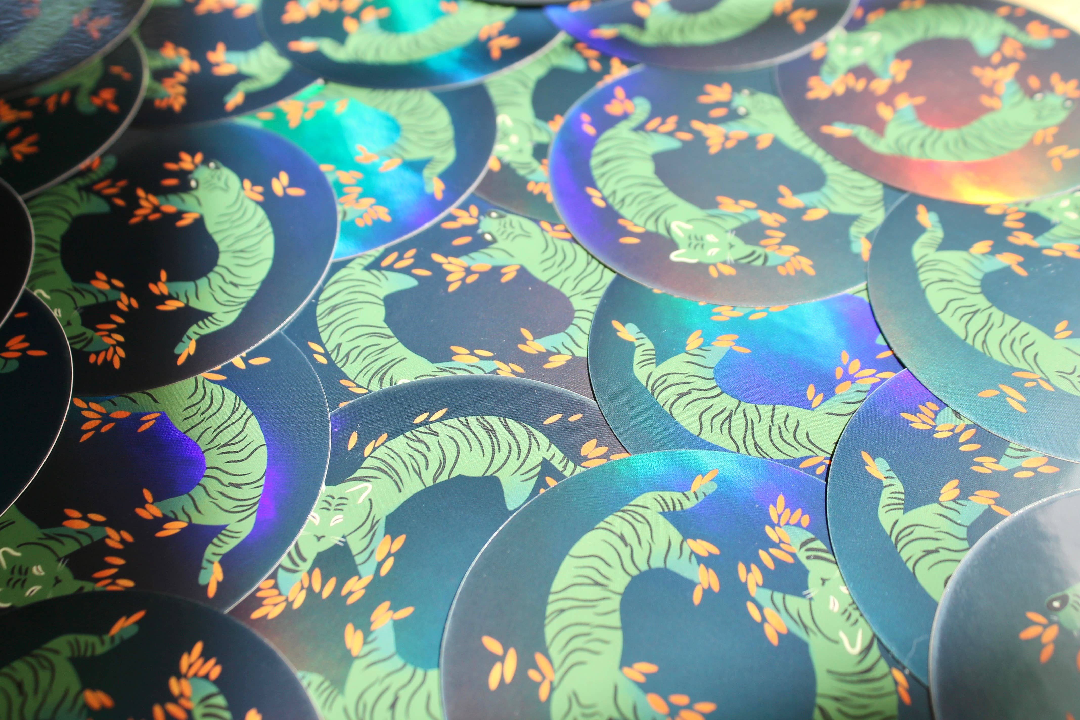 Claspy Creates - Wholesale Sticker - Holographic Tiger 3" Vinyl Sticker1