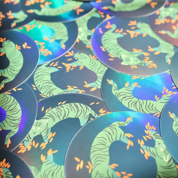 Claspy Creates - Wholesale Sticker - Holographic Tiger 3" Vinyl Sticker1