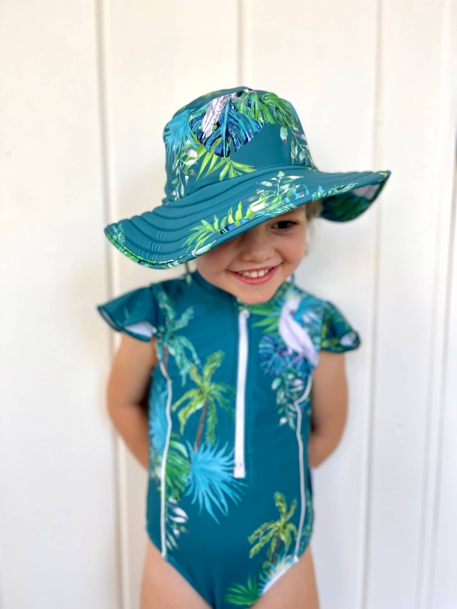 Tribe Tropical - Wholesale Swim Cap - Kids & Baby - Wide Brim Swim Hat (unisex) - Hamilton Island2