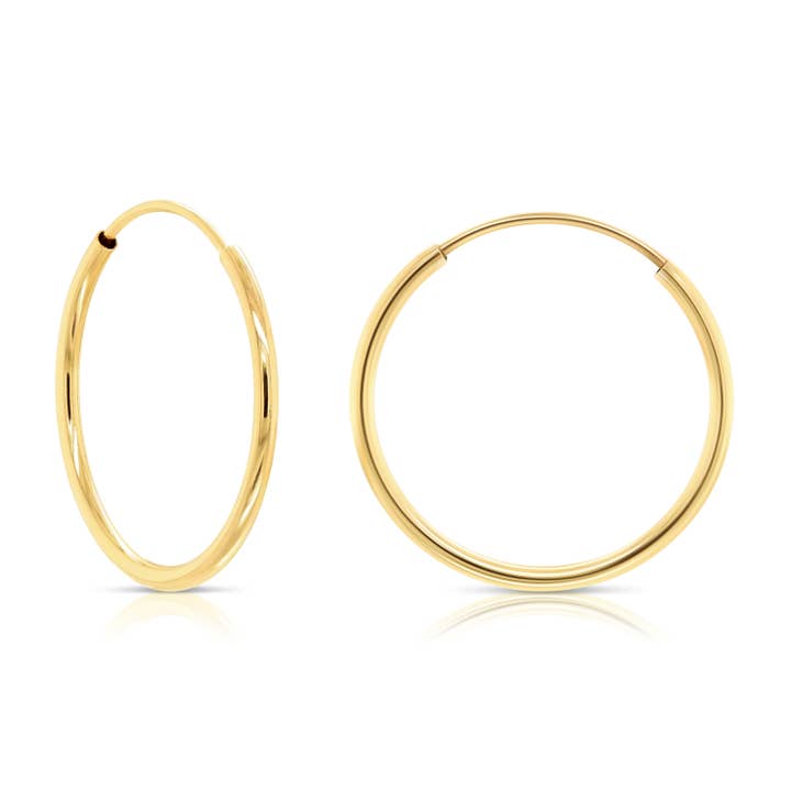 NY Gold & Silver Trading Inc. - Wholesale Hoop Earrings - 14K Yellow Gold Endless Hoops (10mm to 20mm available)