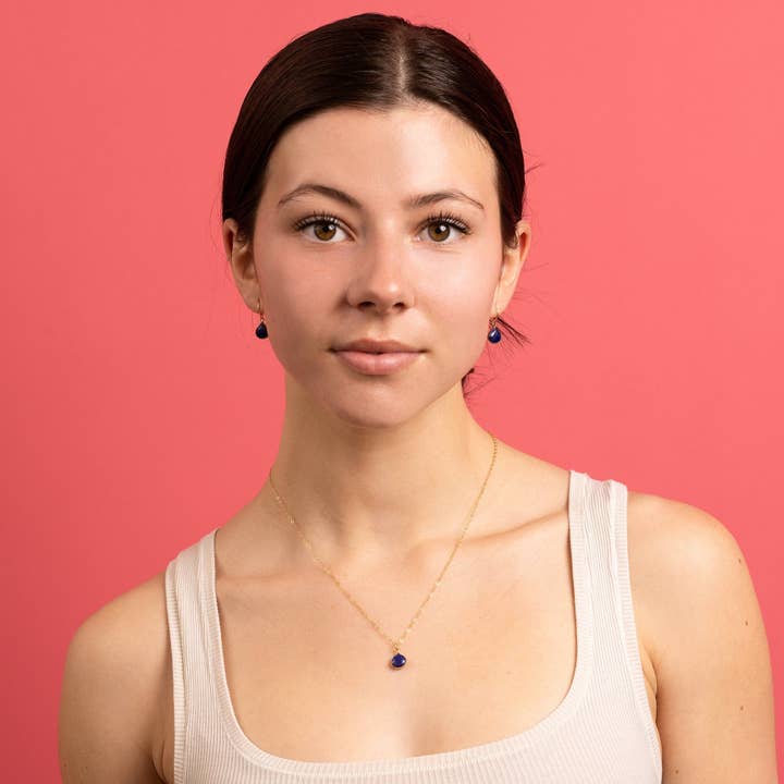 Soul & Little Rose - Wholesale Pendant/Charm Necklace - Lapis Lazuli Teardrop Gemstone Gold Necklace4