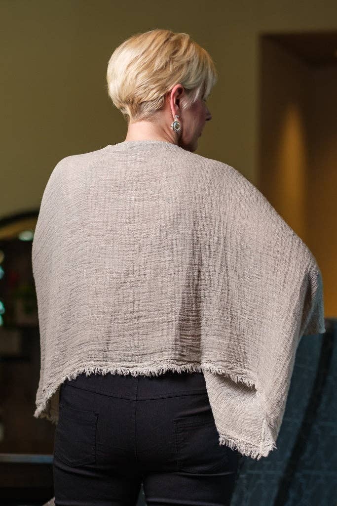 TINA Stephens Italy/Tees By Tina - Wholesale Blouse - Women's - Archer Loose Gauze Raw Edge Top (BQ162)5