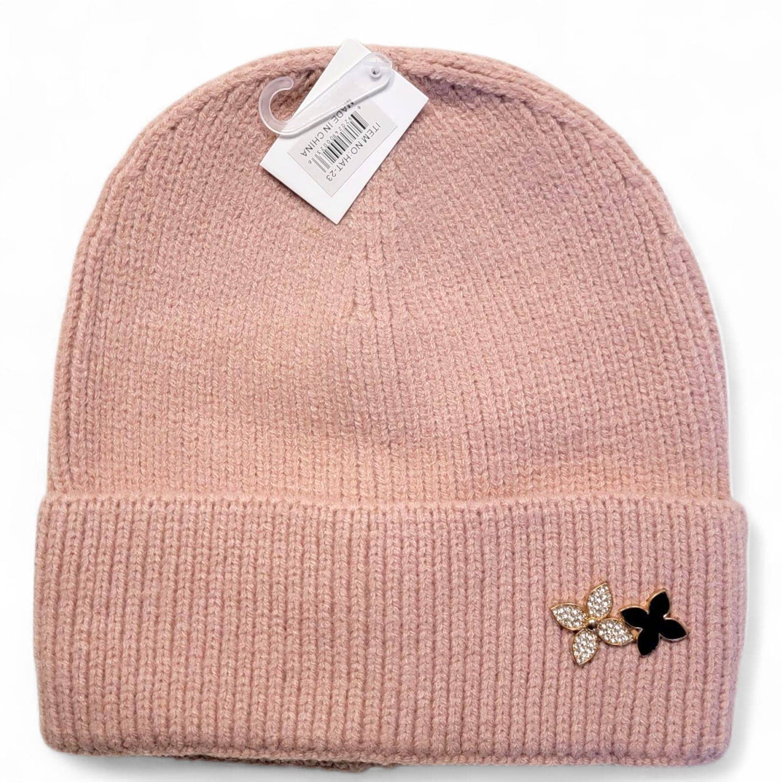 Crover - Wholesale Beanie - Women's - Adult Knit Beanie with Metal Flower Pin – 6 Color Assorted3