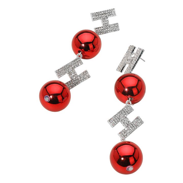 Sensibling Corp. - Wholesale Dangle Earrings - Stone Paved Holiday Bubble HOHO Message Link Drop Earrings1