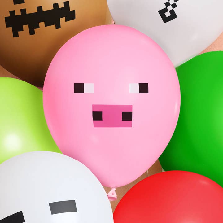 xo, Fetti - Wholesale Balloon - Pixel Minecraft Game Balloon Pack - 25 latex balloons, kids