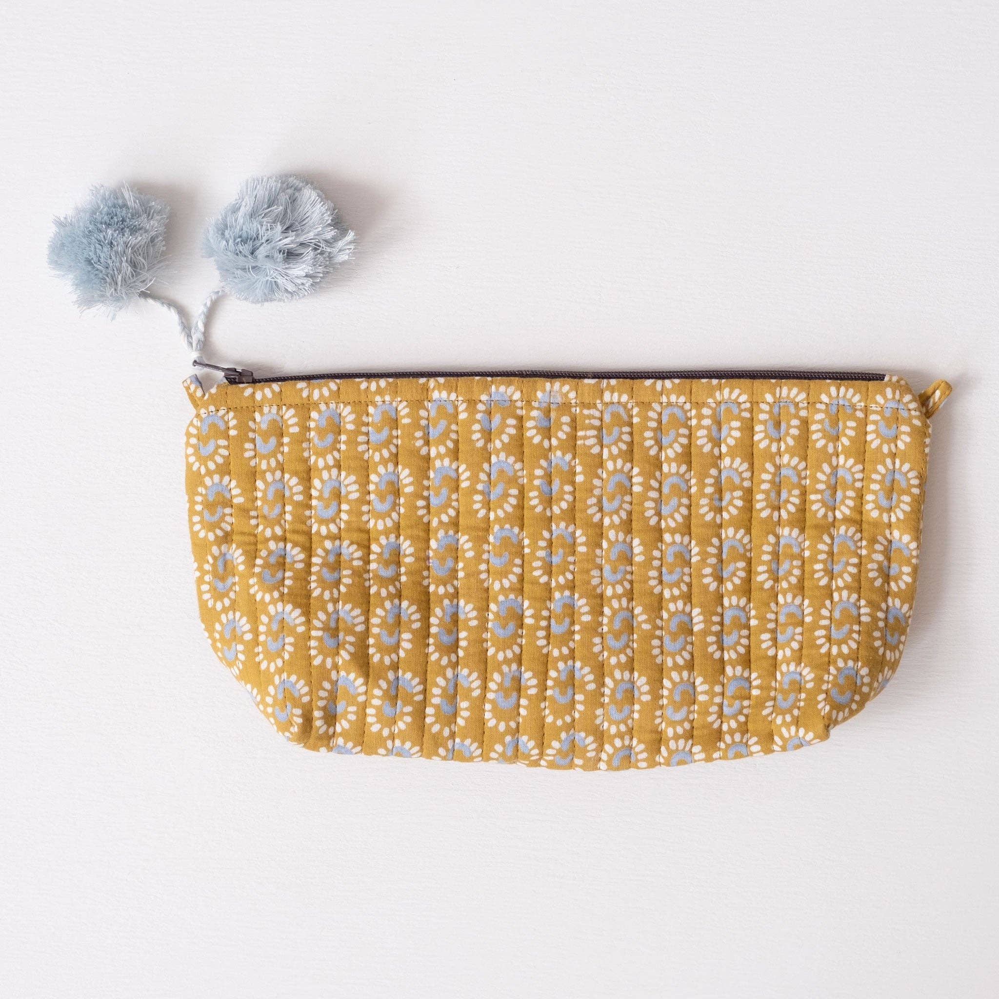 Graymarket Design - Wholesale Makeup/Cosmetic Bag - Sunburst Dark Honey Block Printed Makeup Pouch2