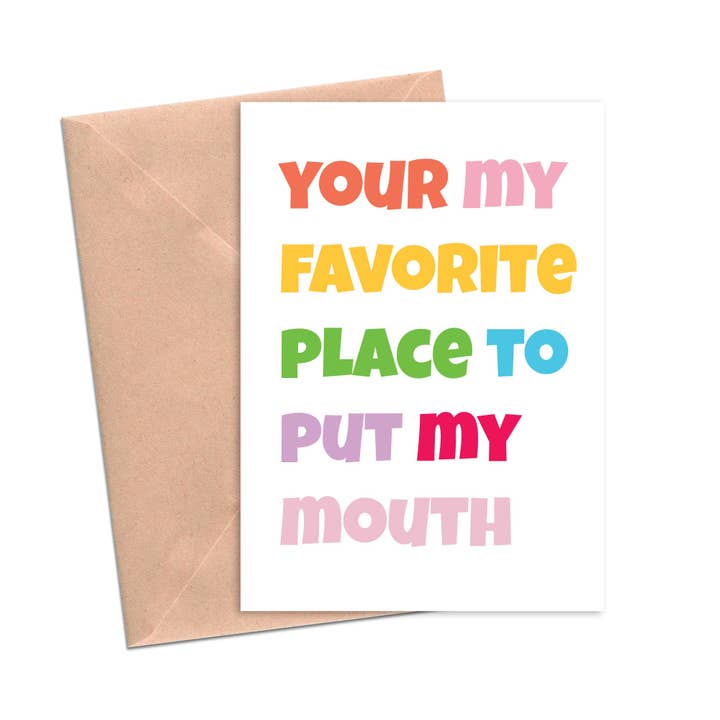 You're My Favorite Thing to Put in My Mouth Funny Love Card for wholesale by Crimson and Clover Studio