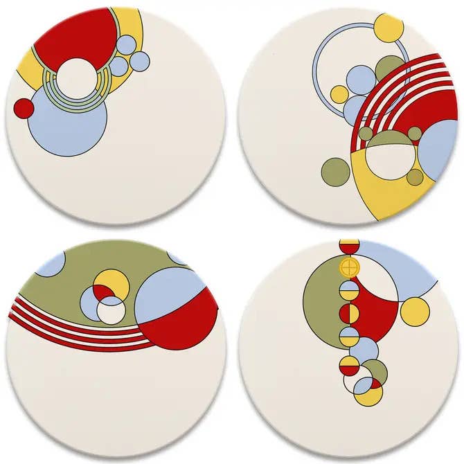 FLW Caberet Servisemønstre 4 Pakke Runde Stenunderlag for engroshandel hos CounterArt/Highland Home/Thirstystone