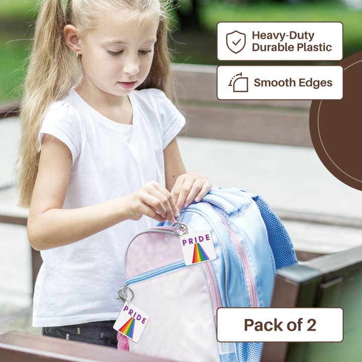 3dRose - Vente Porte-clés – unisexe - 3dRose, Image d'un arc-en-ciel avec le texte PRIDE, Porte-clés3