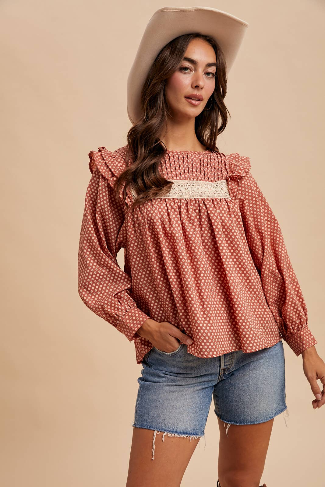 In Loom - Wholesale Blouse - Women's - PINTUCK SMOCK LONG SLEEVE BLOUSE6