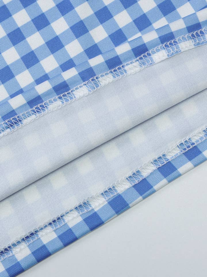 BLUE Gingham Check Sleeveless Top and Shorts Set for wholesale on Faire5