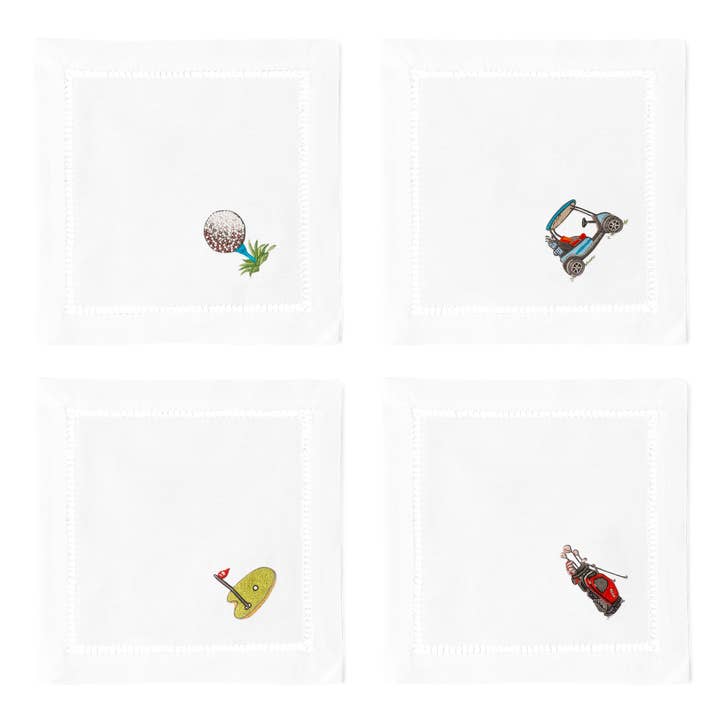 Henry Handwork - Wholesale Dinner & Cloth Napkin - Golf Cocktail Napkins | Mixed Set of 4