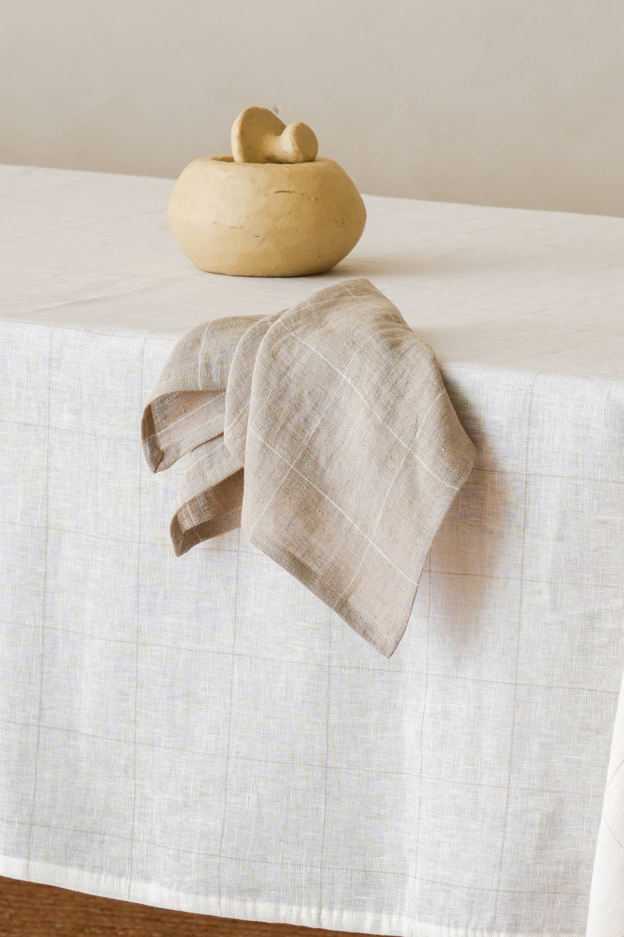 Live Linen - Wholesale Dinner & Cloth Napkin - Linen Hickory Napkin – Yarn-Dyed Checks Handmade0