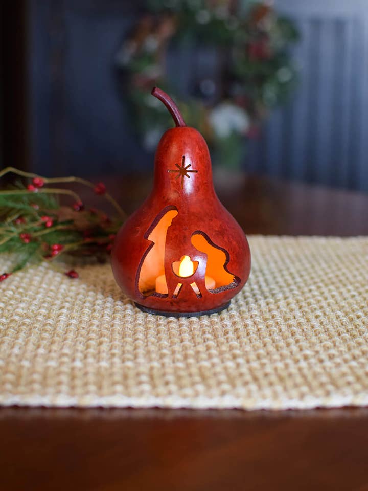 Nativity Scene Hand-crafted Gourd for wholesale by Meadowbrooke Gourds
