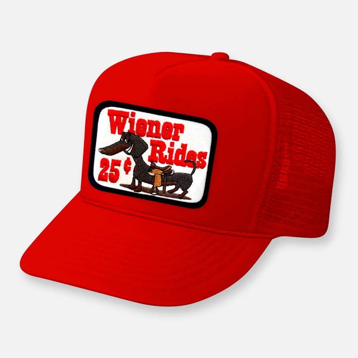 Webig Moto Company - Wholesale Trucker Hat - Unisex - WIENER RIDES CURVED BILL PATCH HAT2