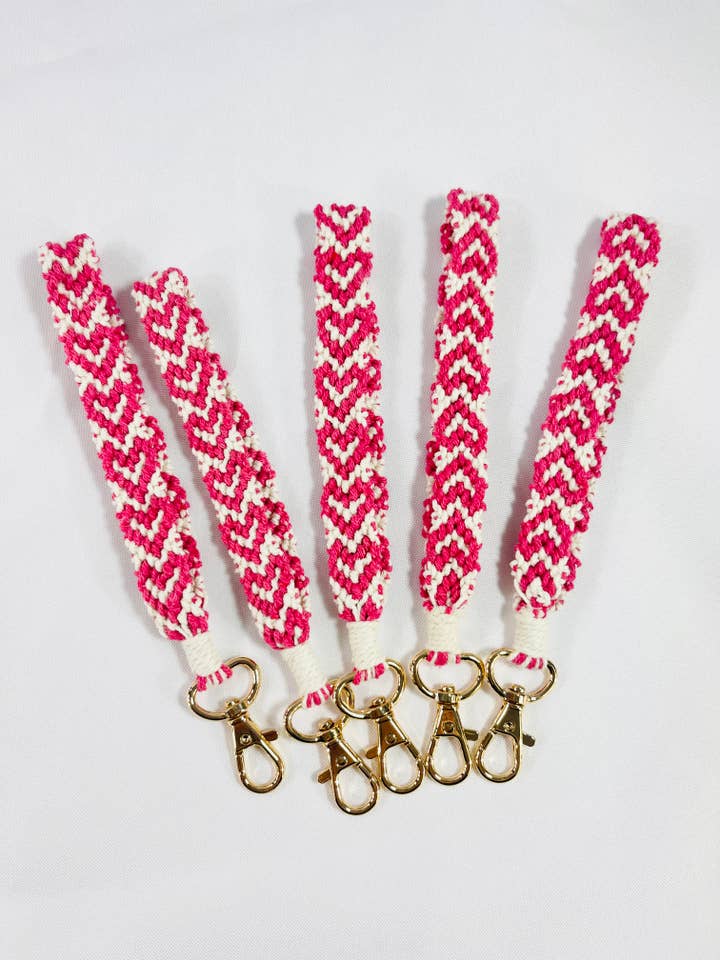 Pink Heart Wristlet Keychain, Valentine Wristlet Keychain for wholesale by MKay Style