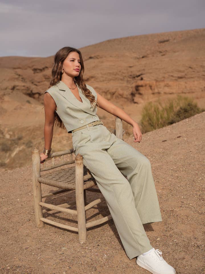 LULUMARY - Vendita all'ingrosso Blazer - Donna - Blazer senza maniche a righe V3317