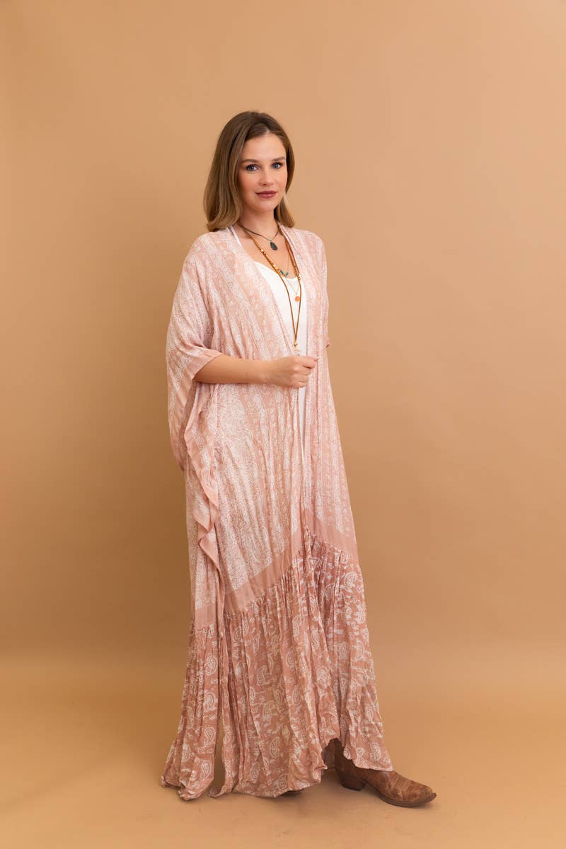Leto Accessories - Wholesale Kimono - Women's - Free Flow Paisley Longline Kimono - Bestseller 😍5