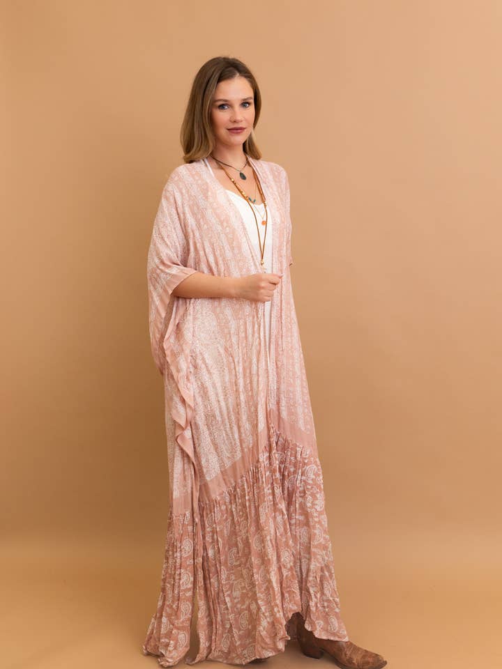 Leto Accessories - Wholesale Kimono - Women's - Free Flow Paisley Longline Kimono - Bestseller 😍5