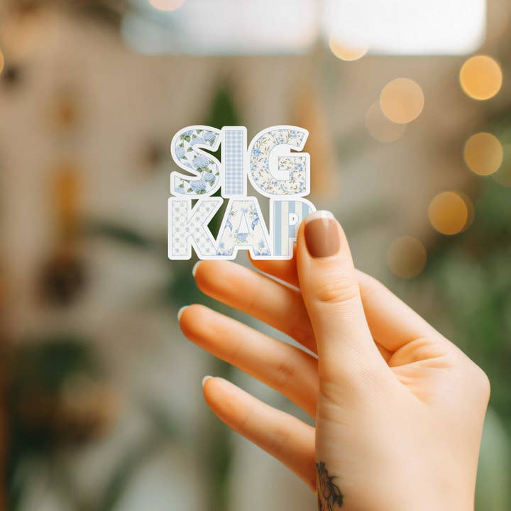 Aspen and Lark - Wholesale Sticker - Sigma Kappa Sticker - Blue Patchwork2