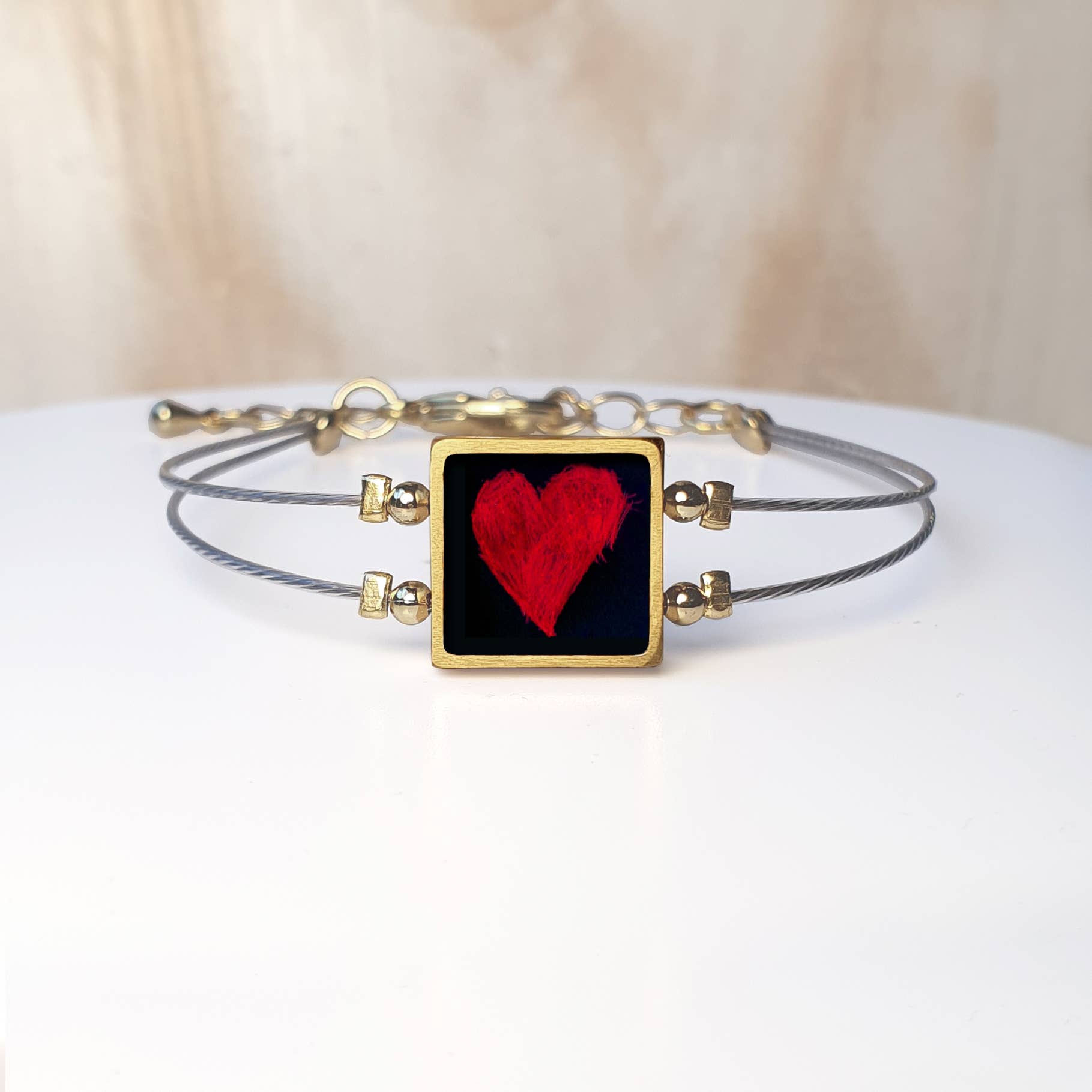 Noa Jewellery - Wholesale Charm/Dangle Bracelet - Framed Square Ceramic Bracelet, Gold Plated Stainless Steel18