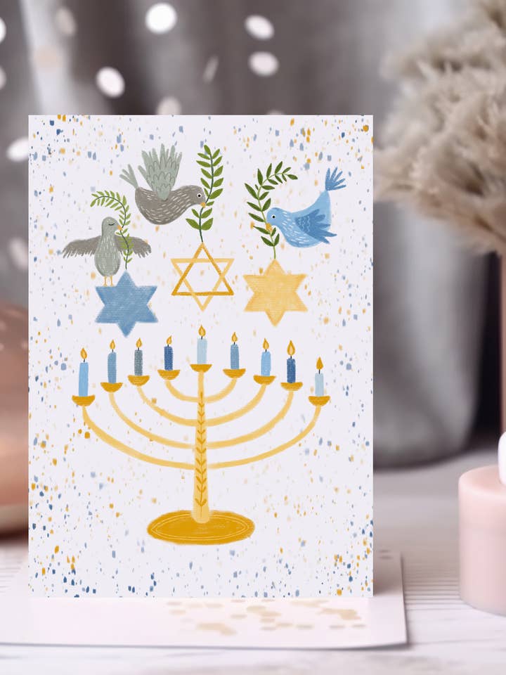 Hanukkah Celebration greeting card for wholesale by Julene Ewert
