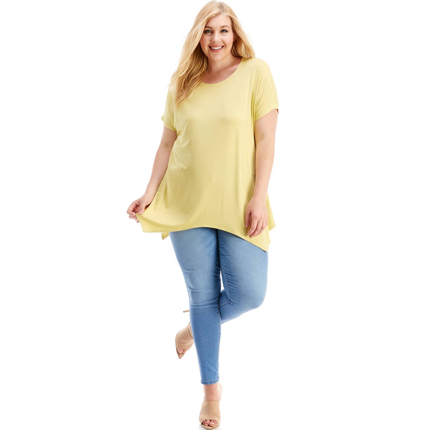 Azules Clothing - Wholesale Tunic - Women's - ATP-2307RSX Plus Size Asymmetric Short Sleeve Tunic69