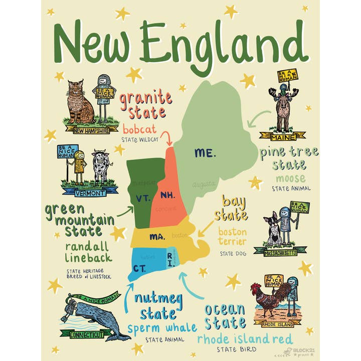 Block21Prints - Wholesale Art Print - New England Nice Human Fine Art Print - East Coast Pride1