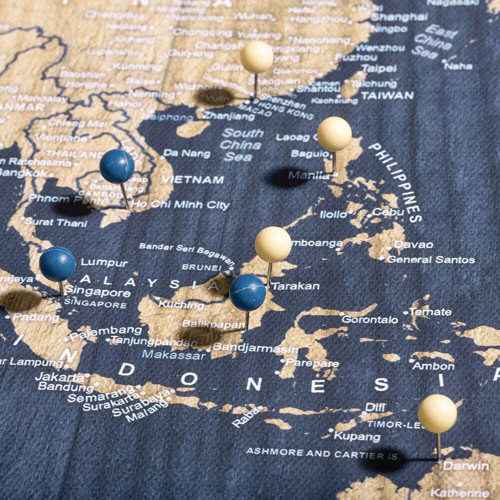 Conquest Maps - Wholesale Map - Push Pin World Map Pin Board - Deep-Sea Drift - Pins Included!21