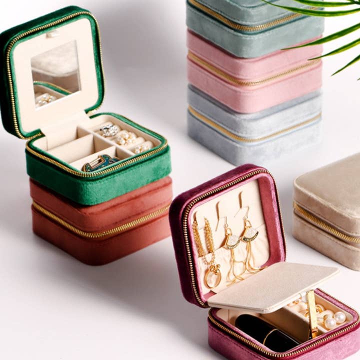 Dipped Shop - Wholesale Jewellery box/organiser - Plush Solid Color Travel Jewelry Case DPC2516135