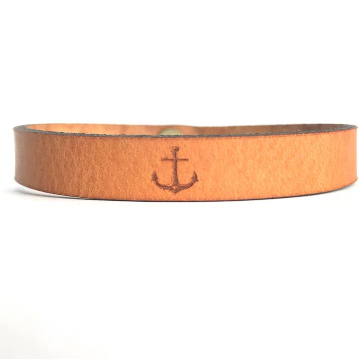 Anchor Bracelet - Custom Thin Leather Bracelet for wholesale by New Market Farmhouse