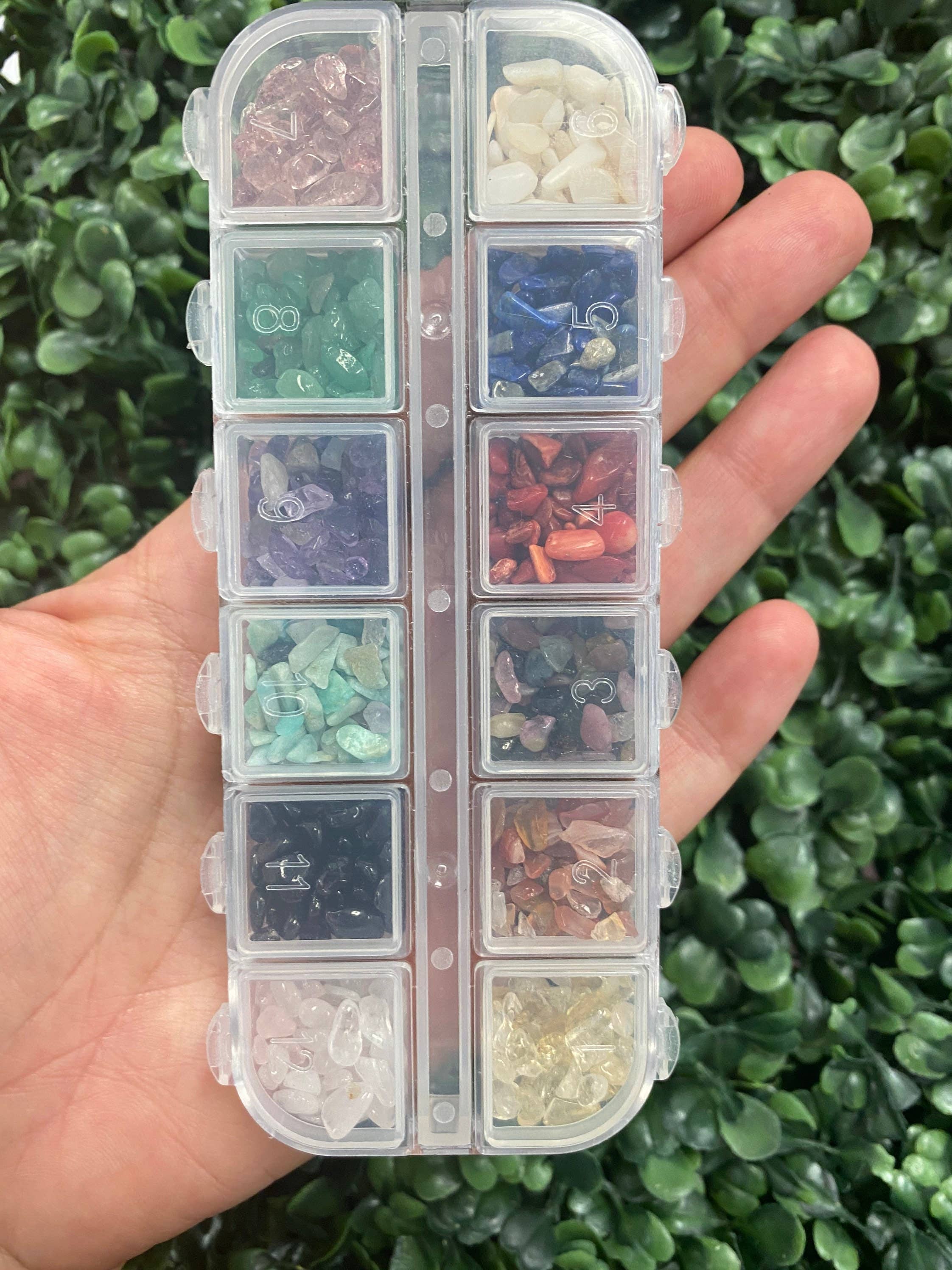 The Bead Bazaar - Wholesale Beads - 12 Crystal Healing Gemstone Chip Beads Kit, Chakra Natural Gemstone DIY Kit, Accent Stone Beads, Healing Stone Accent DIY Kit Beads, Bulk Beads3