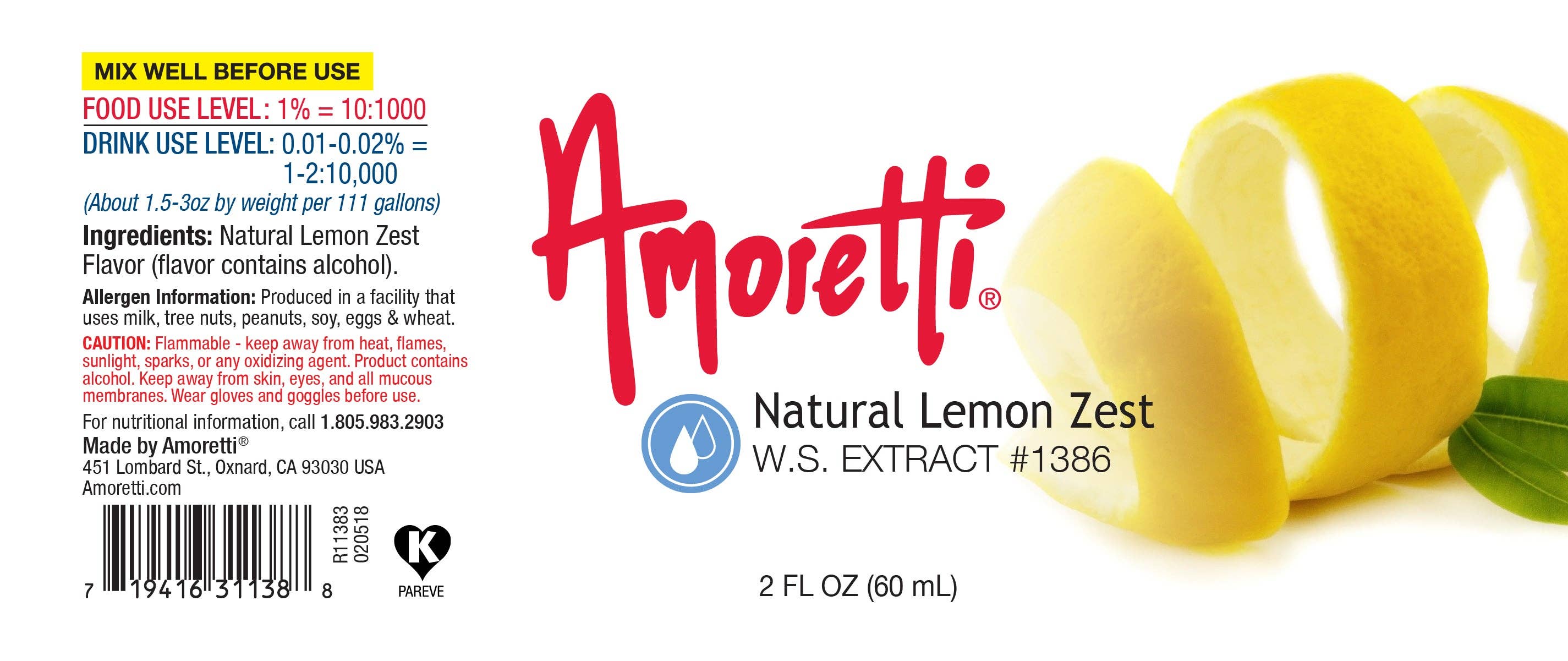 Amoretti - Wholesale Vanilla/Fruit Extract - Lemon Zest Oil Extract Water Soluble4