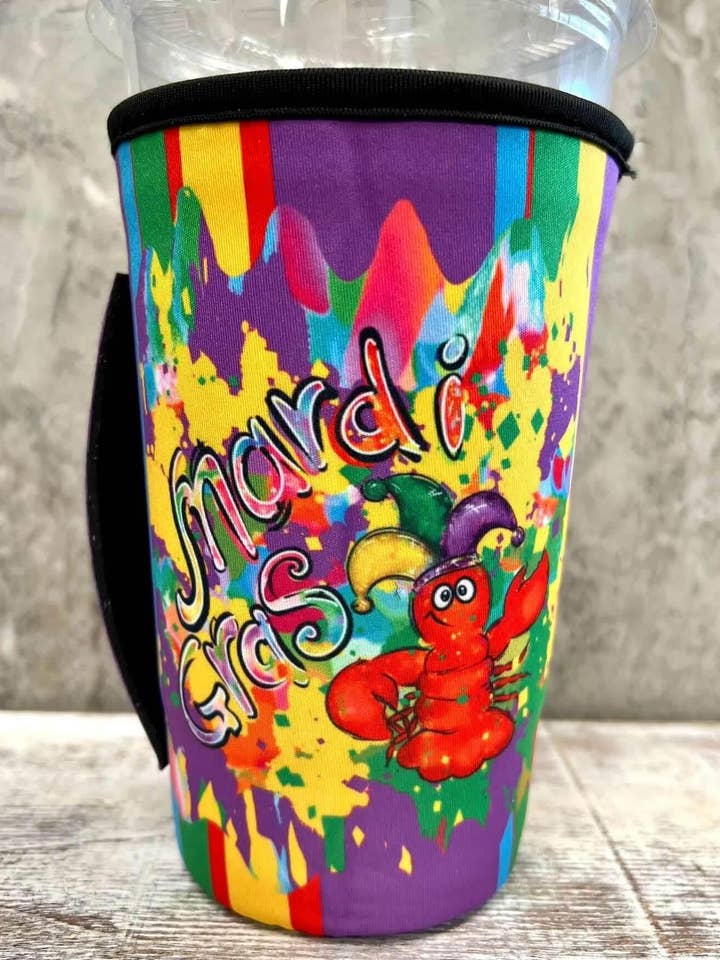30 OZ Splash Mardi Gras Sip Sleeve Koozie for wholesale by Sip Sleeves ~ Insulated Cup Sleeves and Drink Accessories