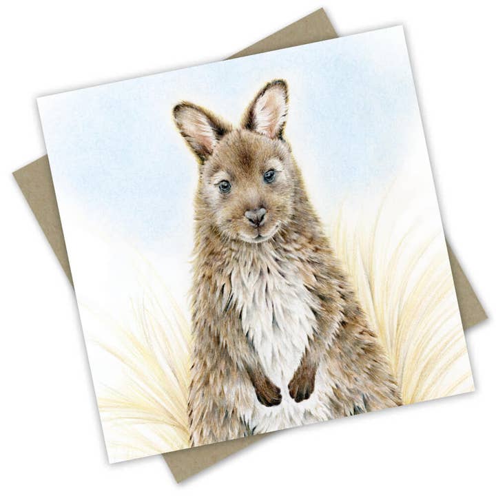 Australiana: Silver Summer Wallaby Card for wholesale by Popcorn Blue