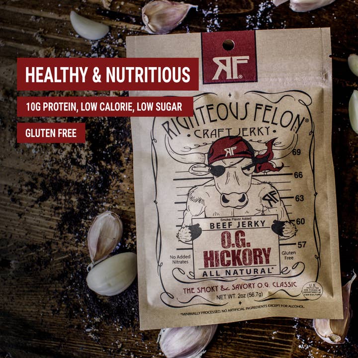 Righteous Felon Craft Jerky - Wholesale Jerky - OG Hickory Beef Jerky 2oz4