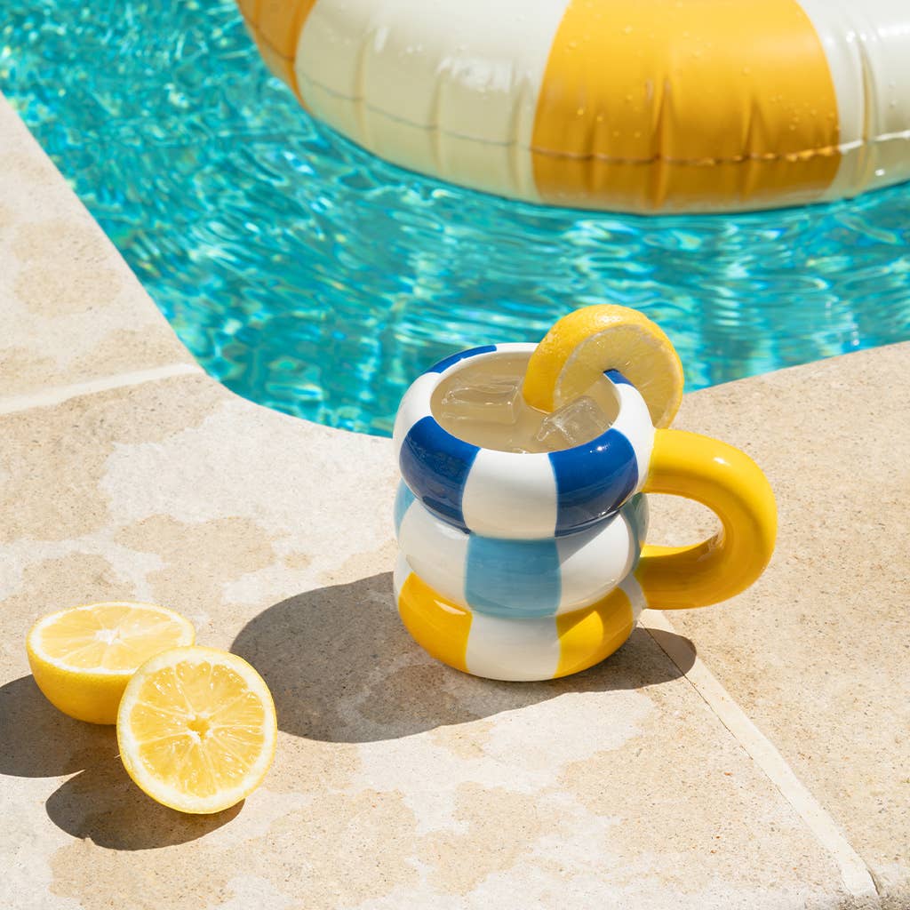 Balvi – Caneca por atacado – Caneca Balvi de cerâmica amarela em formato de boias empilhadas, 300 ml5