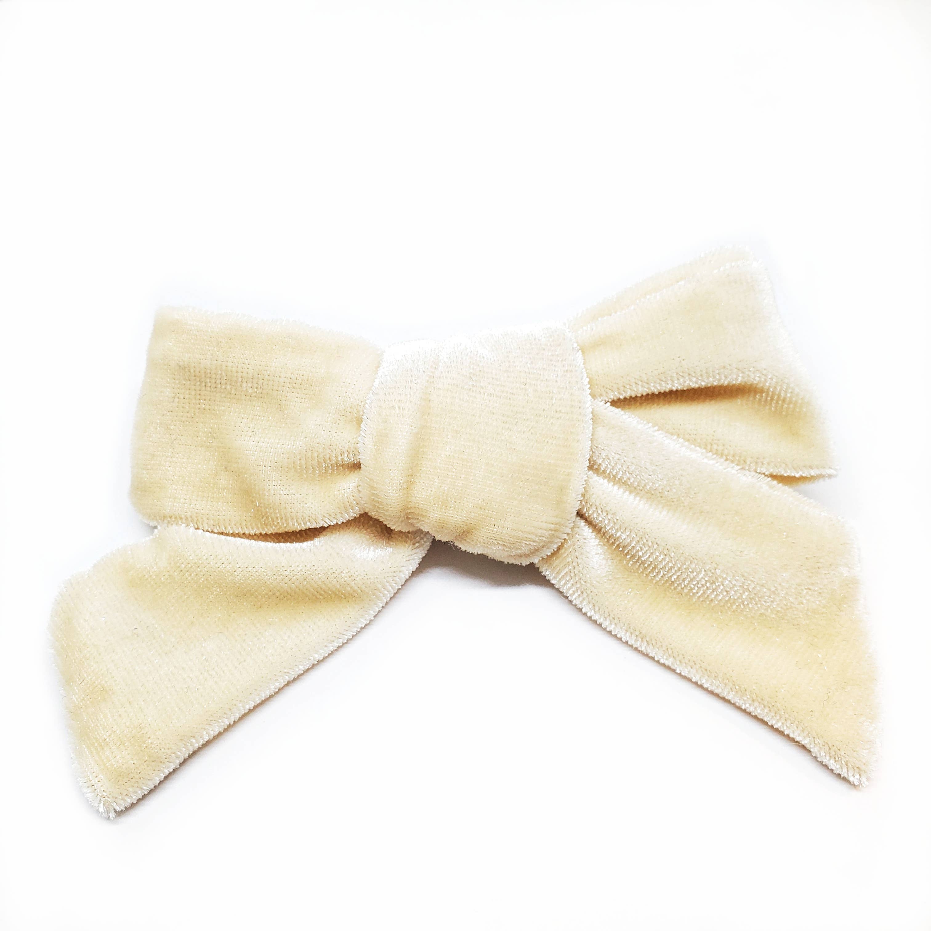 The Tiny Bow Shop - Wholesale Hair Bow - Kids - Cream Velvet Modern Hair Bow0